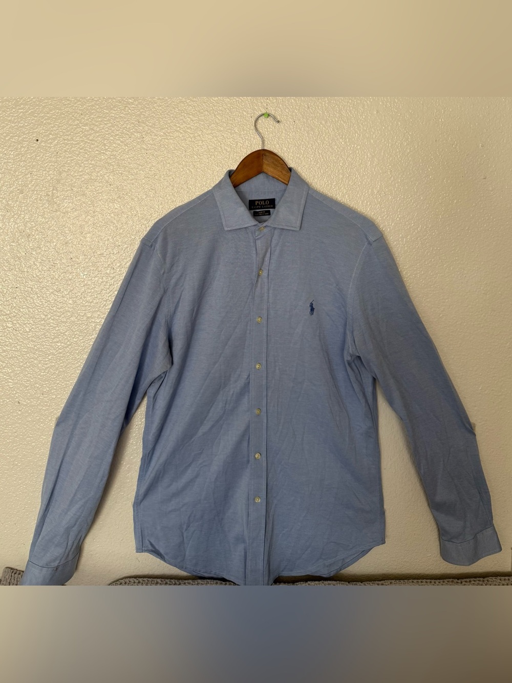 Polo by Ralph Lauren slim fit knit dress Light Blue Long-Sleeve Dress Shirt Sz L